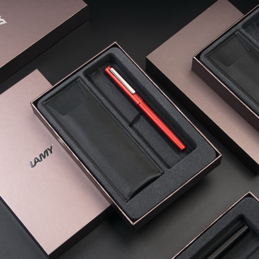 LAMY AION 永恆系列 限量 鋼珠筆 單入筆套禮盒（栗子棕色禮盒） – 赤青紅／赤青藍／橄欖銀／霧光黑