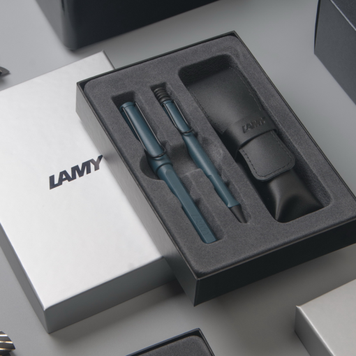 LAMY SAFARI 經典雙入筆套禮盒 (森綠藍 限量 鋼珠筆+原子筆)