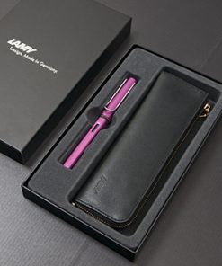 LAMY AL STAR 恆星系列 vibrant pink限量紫焰紅 鋼筆皮革筆袋禮盒