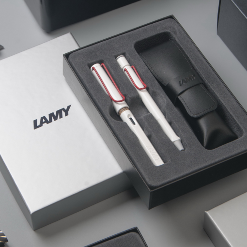 LAMY SAFARI 經典雙入筆套禮盒 (紅白限量 鋼筆+自動鉛筆)