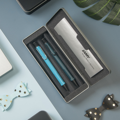 LAMY SAFARI 狩獵者系列 限量 森綠藍 原子筆+土耳其藍原子筆 鐵盒組