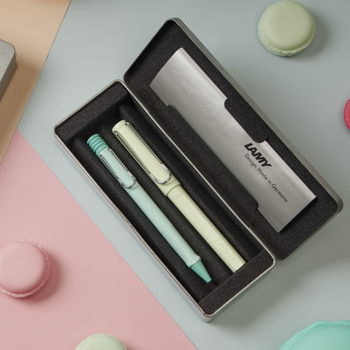 LAMY SAFARI 狩獵者系列 限量 天空藍 原子筆+ 薄荷綠 鋼珠筆 鐵盒組
