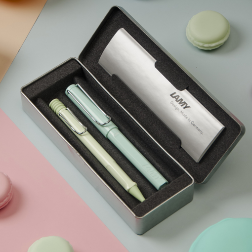 LAMY SAFARI 狩獵者系列 限量 薄荷綠 原子筆+ 天空藍 鋼珠筆 鐵盒組